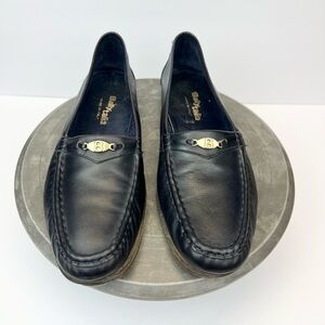 Bally Talia Loafers Mens Size 9 Leather Shoes Made In Italy Blue Black Vintage